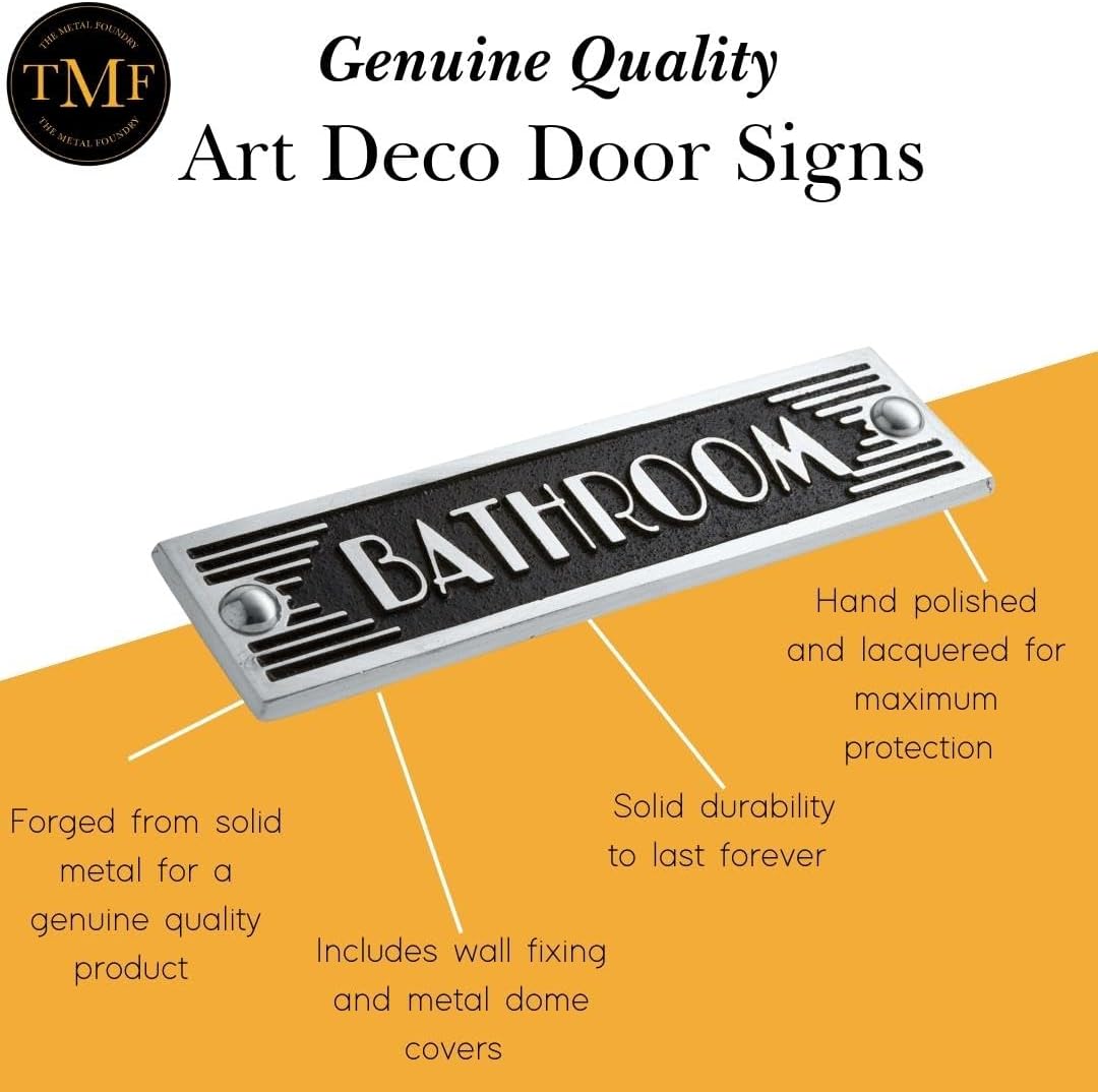 The Metal Foundry Bathroom Metal Door Sign. Art Deco Style Home Décor Accessories Door Or Wall Aluminium Plaque. Handmade In England.