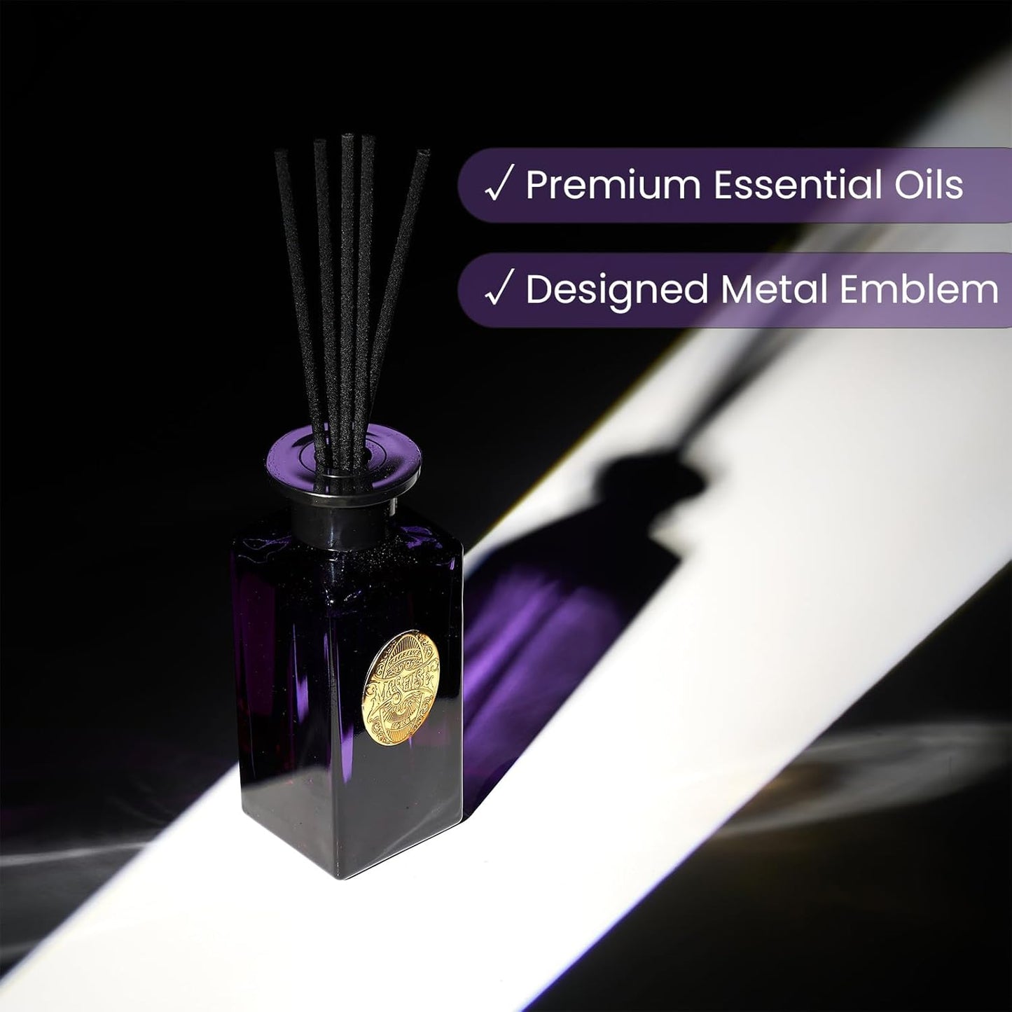 M&SENSE 6.3 oz Large Reed Diffuser Set | Lavender Glow Scent Oil Diffuser with Sticks | Hotel Collection Non-Toxic Essential Oil |for Bedroom Bathroom Living Room