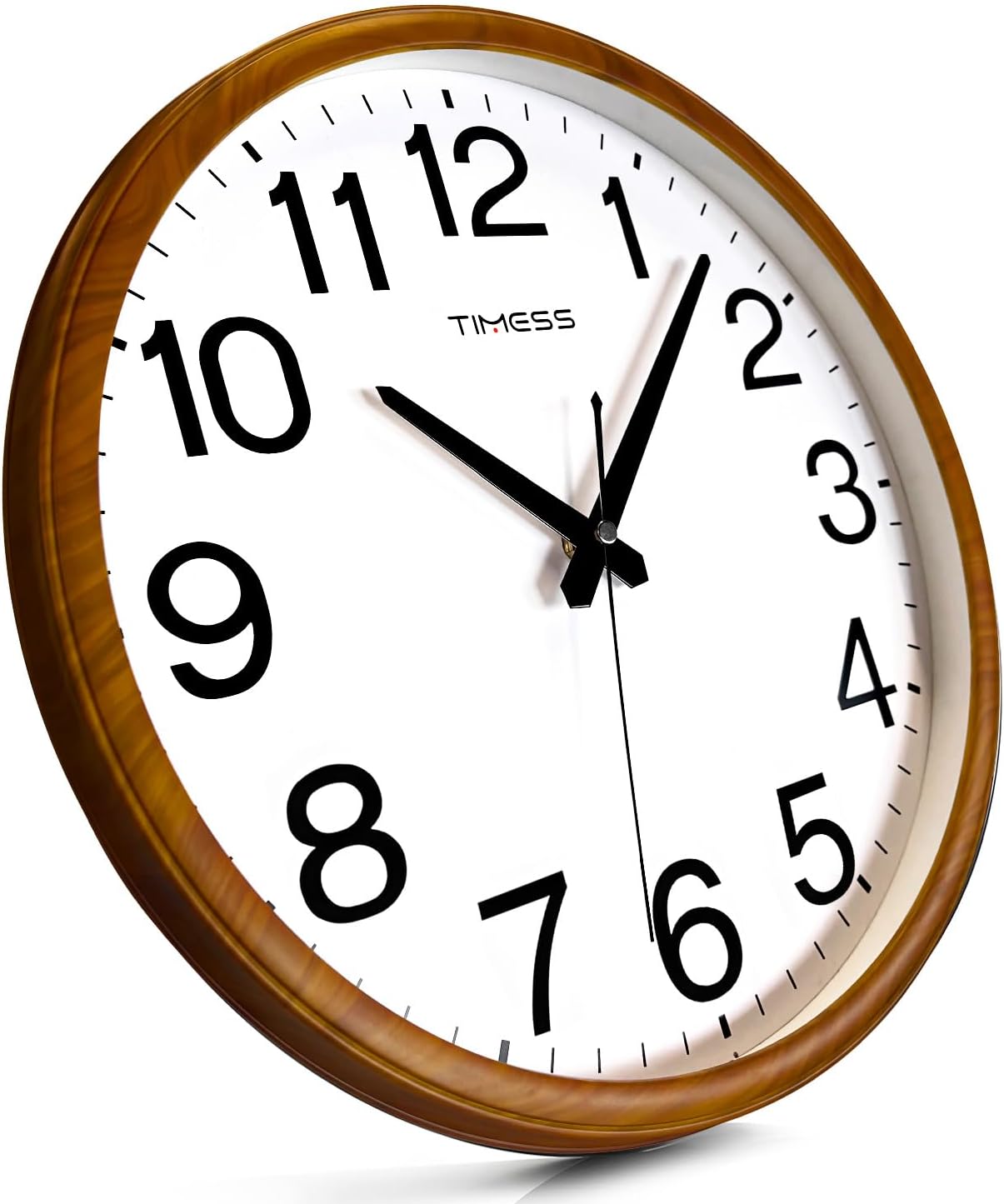 Wall Clock, Classic Wood Style Finish, 13 Inch Non-Ticking Silent Battery Operated Analog Clock, Ideal Retro Decor for Home, Bedroom, Living Room, Kitchen, Bathroom, Office (Wood Yellow)