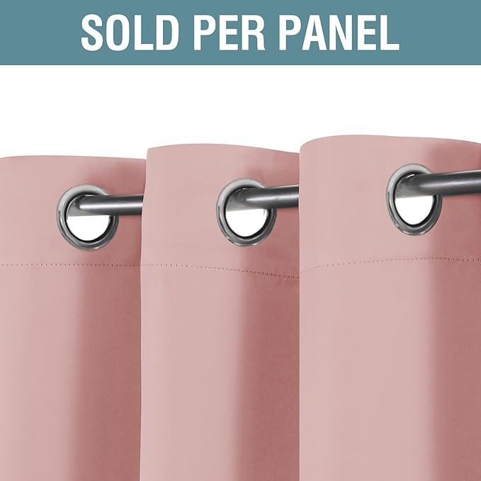 H.VERSAILTEX Blackout Curtain for Living Room Thermal Insulated Window Treatment Curtain Extra Long 96 inch Length Energy Saving Grommet Top Blackout Drape, One Panel, Baby Pink, 52" W x 96" L