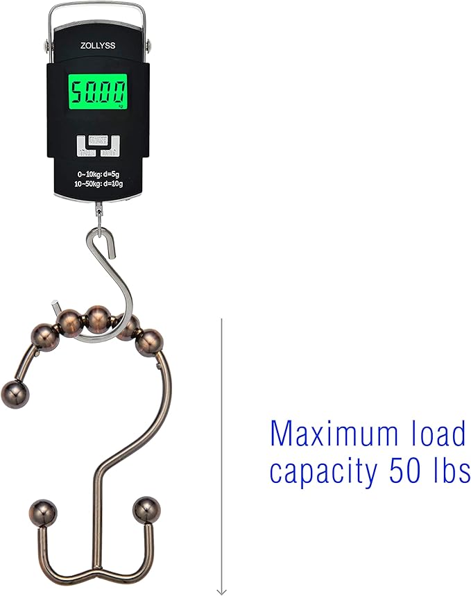2lbDepot Shower Curtain Rings Hooks - Bronze Finish - Premium 18/8 Stainless Steel - Oil Rubbed Double Hooks with Easy Glide Rollers Rust Resistant - Six Finishes Available - Set of 12 for Shower Rod