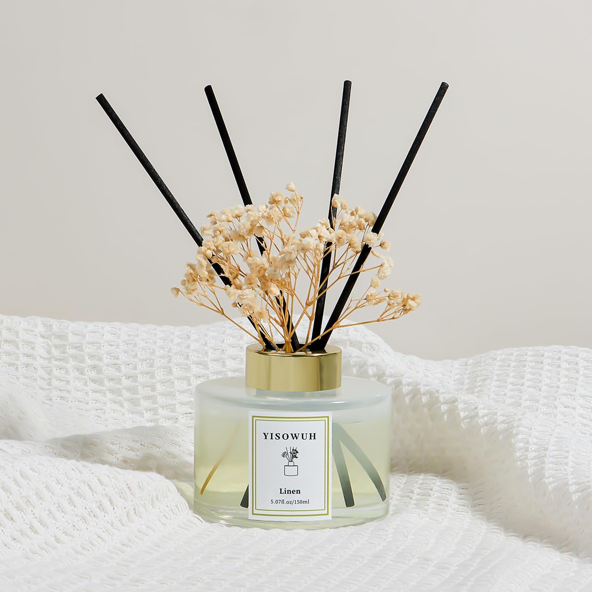 Reed Diffuser Set,5.07 fl oz (150 ml) - Linen Oil Diffusers with 8 Reed Sticks,Home Fragrance Reed Diffuser for Bathroom Shelf Decor