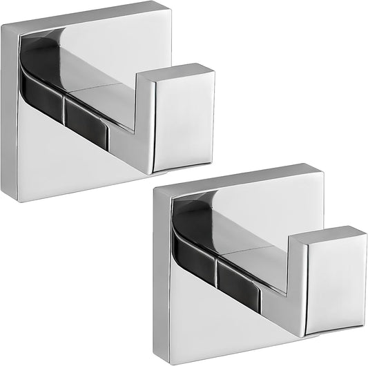 Towel Hooks for Bathrooms, Heavy Duty Wall Mounted Stainless Steel Modern Hook, 4 Pack – Ideal for Hanging Towels, Robes, Coats, in Kitchen, Bedroom, Bathroom, or Hotel (2, Chrome Polished)