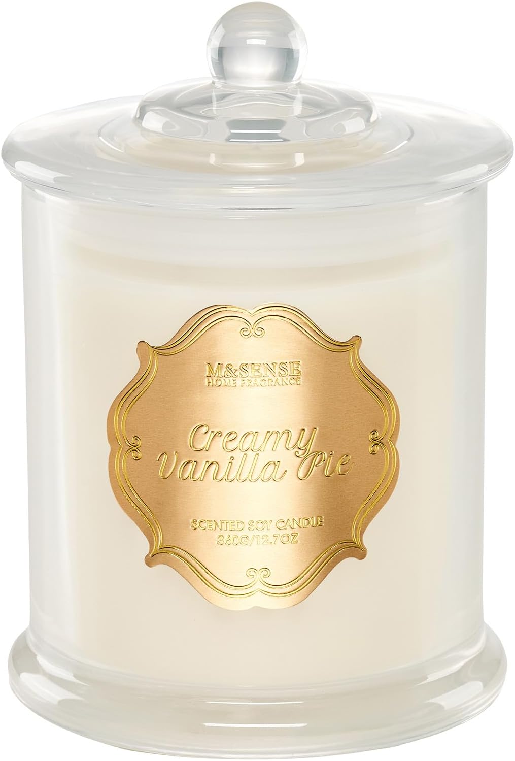 M&SENSE Vanilla Candles for Home Scented, Organic Soy Candles Non Toxic Soot-Free, 12.7oz Large Jar Candle 75 Hours Long Lasting Slow Burning, Strong Scented Housewarming Candle Gift