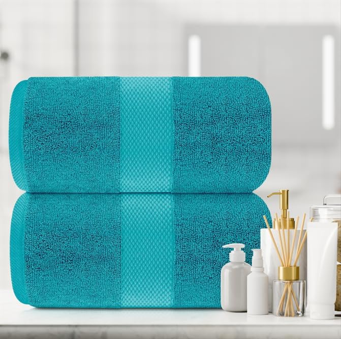 White Classic Luxury Soft Aqua Bath Sheet Towels - 650 GSM Cotton Luxury Bath Towels Extra Large 35x70 | Highly Absorbent and Quick Dry | Hotel Collection Extra Large Bath Towels Oversized, 2 Pack