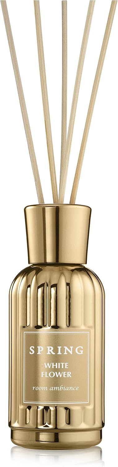 SPRING Fragrance Reed Diffuser Set | 6.1 oz (180ml) | Fragrance Made in France | Home Décor | Scented Aromatic Oil | Room Air Freshener White Flower | Lily, Jasmine, Lily of The Valley and Tuberose