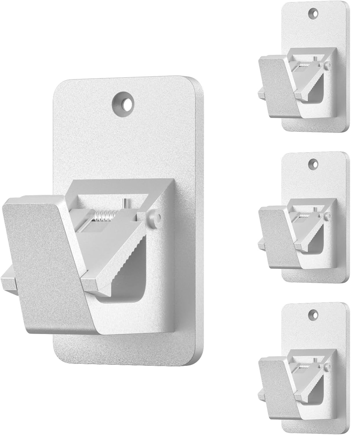 Adhesive No Drill Curtain Rod Brackets - Heavy Duty 30LB Holders for Bathroom Bedroom Kitchen, Universal Damage-Free Window Rod Hooks with Nail-Free Installation (4PC Silver)