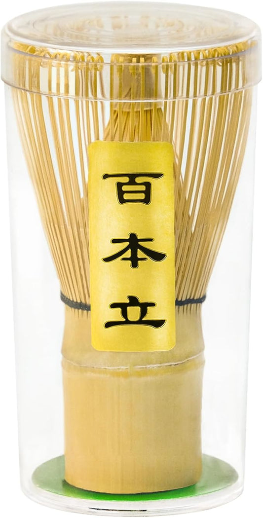 Matcha Whisk, Matcha Whisk Set Matcha Bamboo Whisk for Matcha Powder Handcrafted Organic Traditional Japanese Chasen, 100-Prong Matcha Stirrer Wisk Mixer Brush for Authentic Tea Preparation