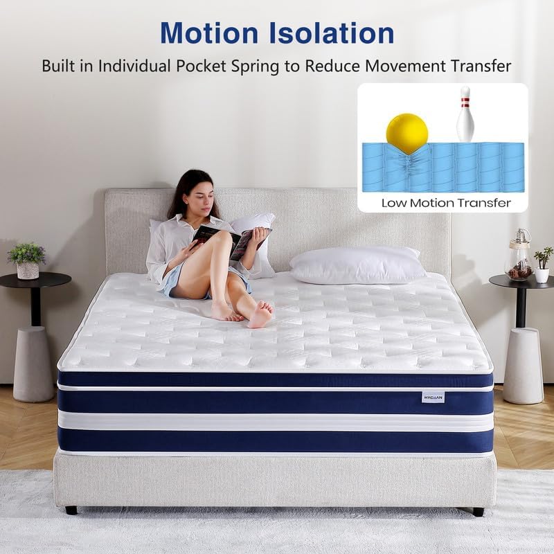 Hycean Queen Size Mattress, 10 Inch Hybrid Memory Foam Queen Mattress in a Box, Pressure Relief, Medium Firm, CertiPUR-US