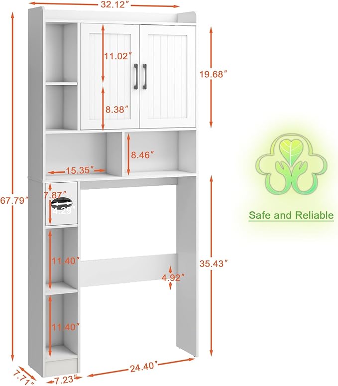 Over The Toilet Storage Cabinet, Farmhouse Storage Cabinet Over Toilet with Barn Door，Home Space-Saving Toilet Rack, for Bathroom, Restroom, Laundry