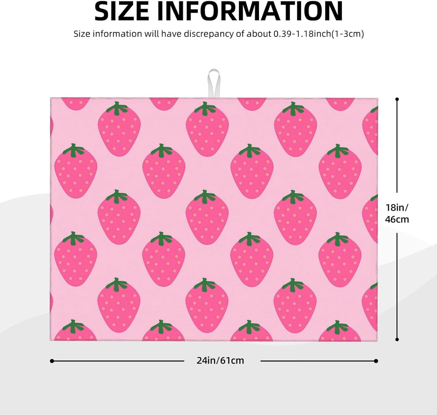 Absorbent Dish Drying Mat For Kitchen Counter, Strawberry Pink Fruit Microfiber Dish Drying Pad, Kitchen Gadgets For Easy Clean Multi-Use