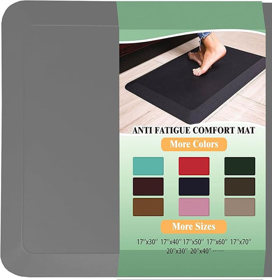 1" Extra Thick Anti Fatigue Floor Mat 40" L x 20" W,Kitchen Mat, Standing Desk Mat,140D Advanced PU Foam Ergonomic Comfort at Home, Office, Garage, Sink (Charcoal)