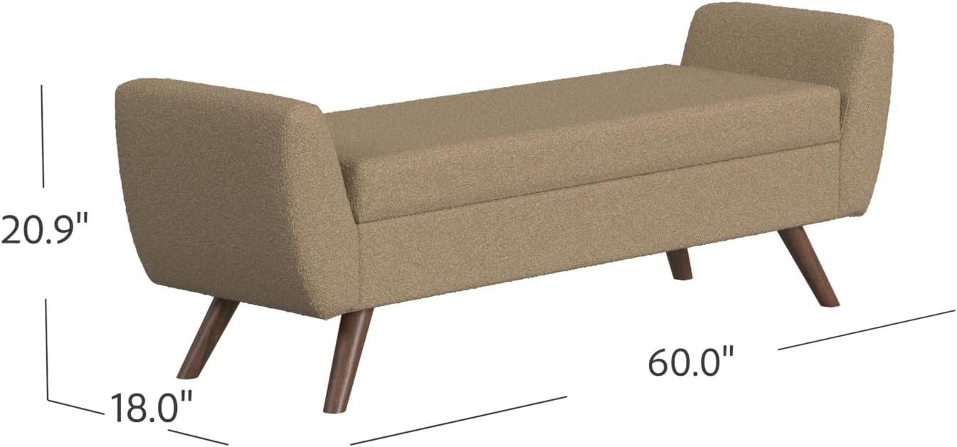 HomePop Modern Storage Bench with Wood Legs |Homepop Home Décor|Bench with Storage for Living Room & Bedroom - Brown