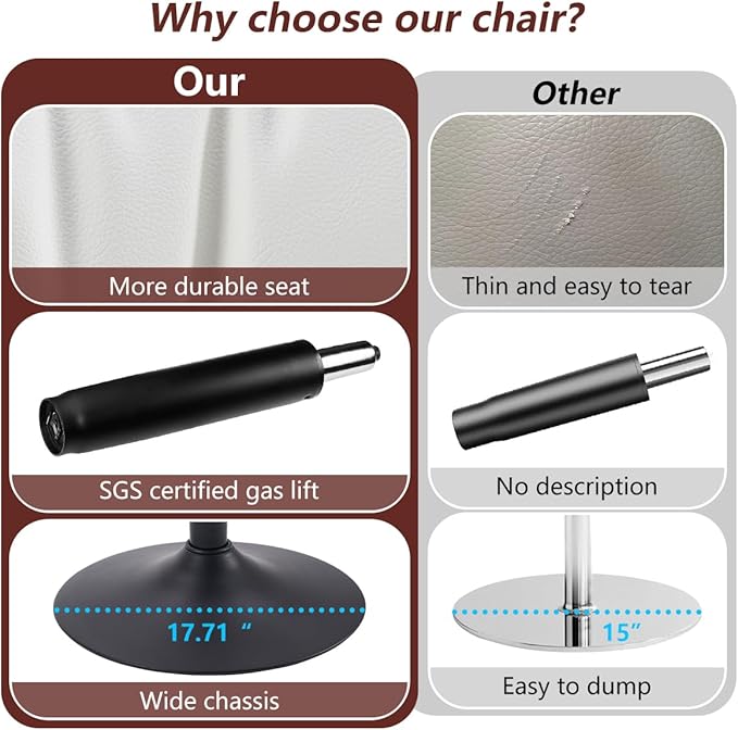 Kidol & Shellder Bar Stools Set of 2 Adjustable Swivel White, PU Leather Upholstered with Back, Modern Counter Height Stools for Kitchen Island, Home Bar