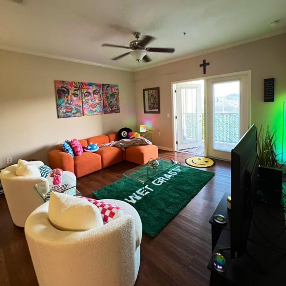 Wet Grass Rug Green Grass Classic Handmade Flocked Large Carpet Hypebeast Decor Parlor Bedroom Playroom Artistic Premium Floor Mat (50x80cm(1.6x2.6ft))