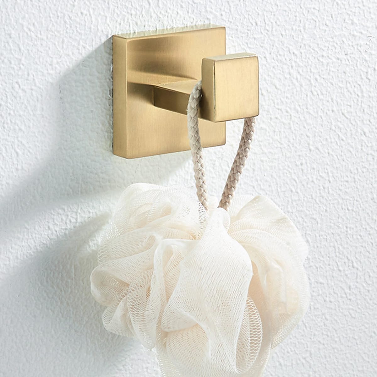 Nolimas Bathroom Towel Hook SUS304 Stainless Steel Square Clothes Coat Robe Hooks Cabinet Closet Door Sponges Hanger for Bath Kitchen Garage, Heavy Duty Wall Mounted, Gold Finish, 2pack