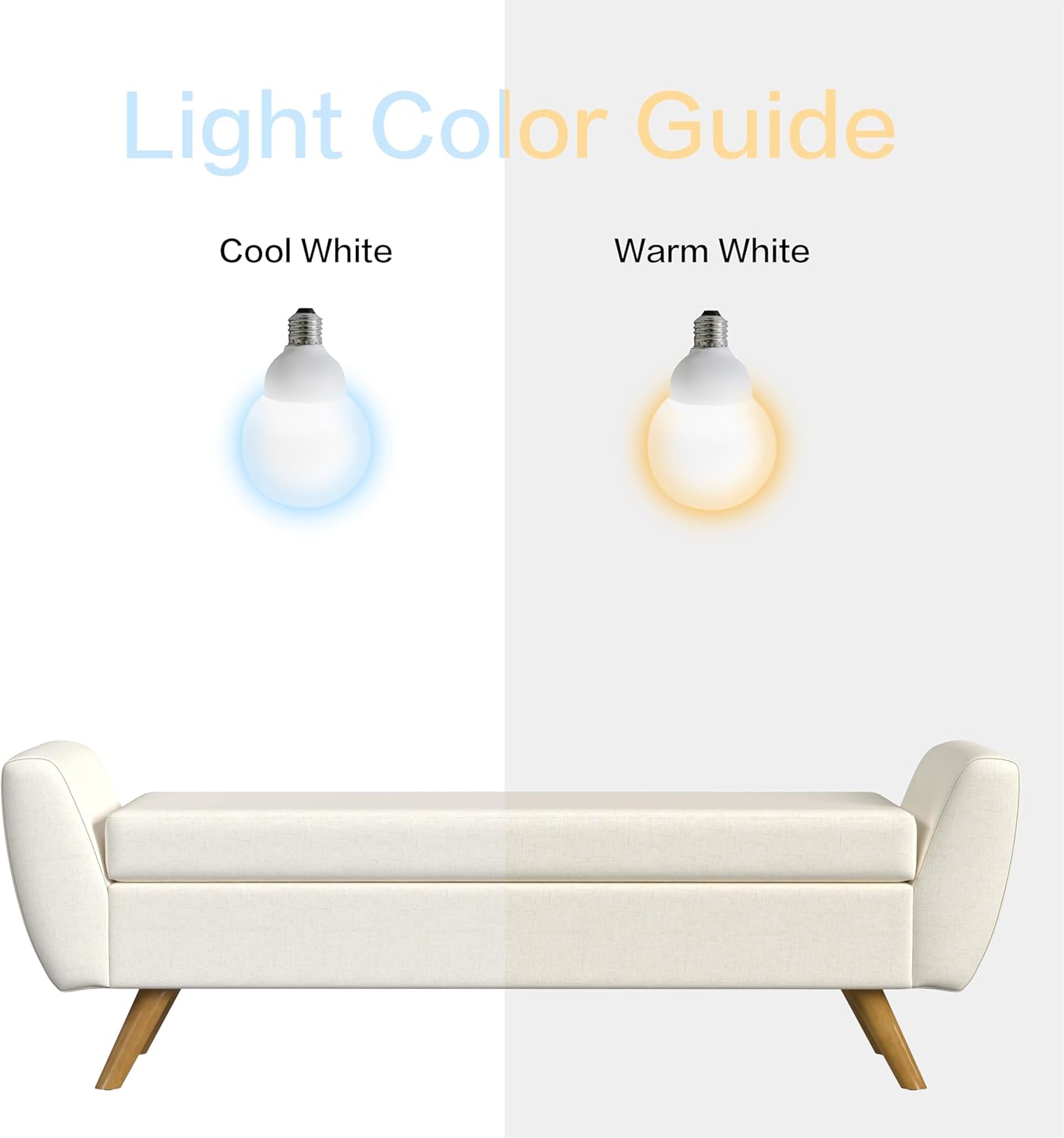 HomePop Modern Storage Bench with Wood Legs |Homepop Home Décor|Bench with Storage for Living Room & Bedroom - Cream Woven