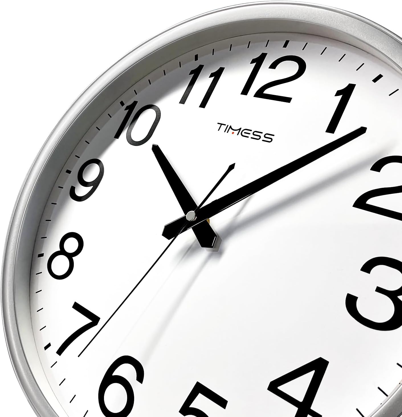 Wall Clock, 13 Inch Large Dial Non-Ticking Silent Battery Operated Quality Analog, Ultra-Quiet Movement Quartz, Timeless Stylish Clock, Ideal Modern Home, Office Décor (Sliver)