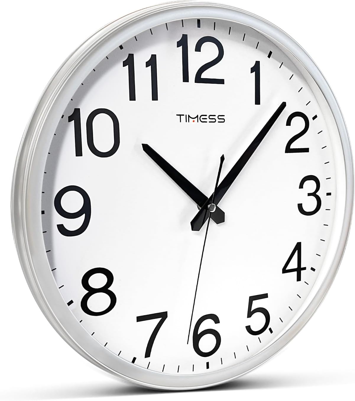 Wall Clock, 11 Inch Large Dial Non-Ticking Silent Battery Operated Quality Analog, Ultra-Quiet Movement Quartz, Timeless Stylish Clock, Ideal Modern Home, Office Décor (Sliver)