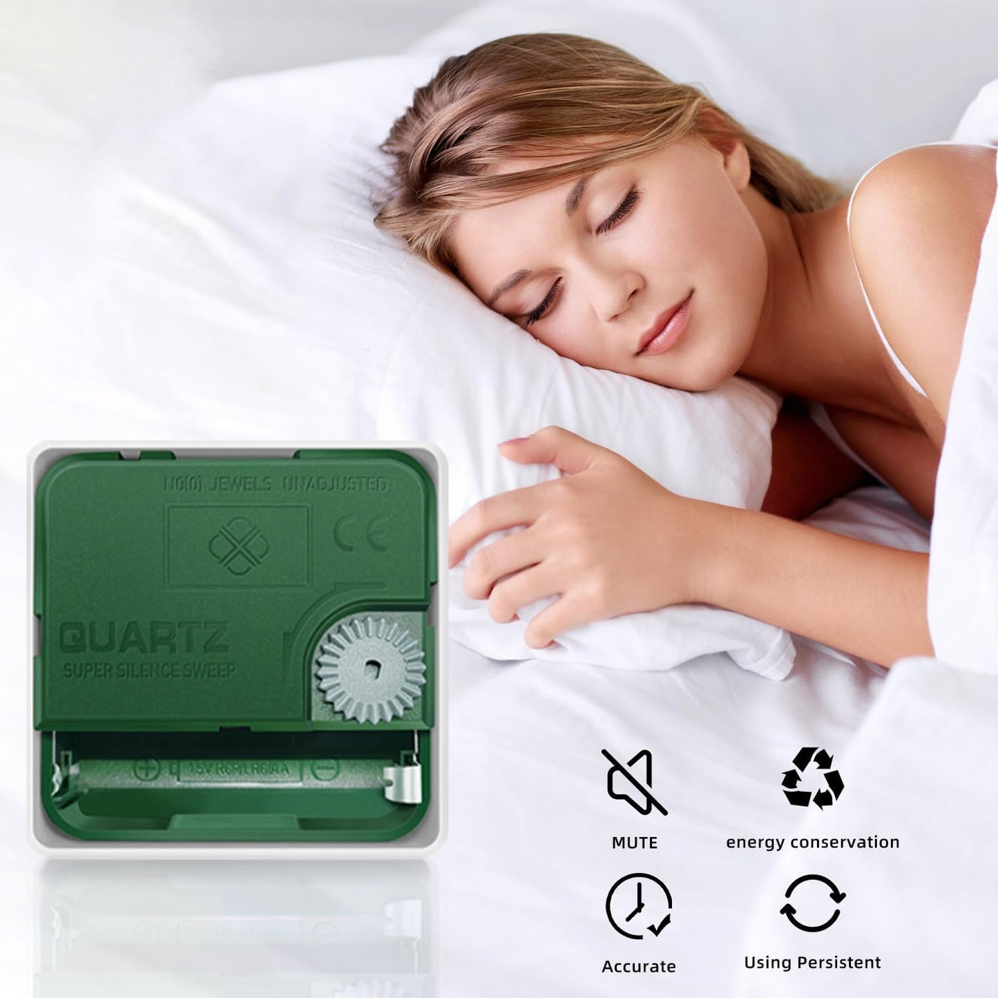 Wall Clock, 13 Inch Large Dial Non-Ticking Silent Battery Operated Quality Analog, Ultra-Quiet Movement Quartz, Timeless Stylish Clock, Ideal Modern Home, Office Décor (Sliver)