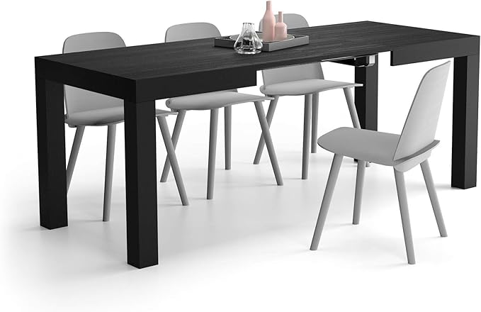 Mobili Fiver First - Extendable Dining Room Table Designed & Made in Italy | Expandable Dining Table for 6 Extending to 8 People | Space-Saving Transformer Design for Small Spaces | Ashwood Black