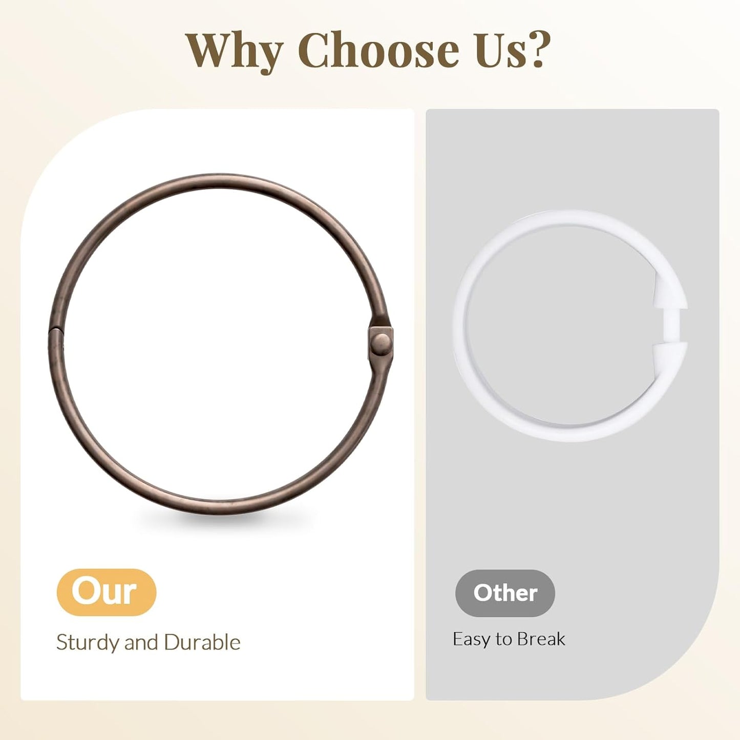 Shower Curtain Rings, Bronze Shower Curtain Hooks 12 Pcs Anti-Drop Shower Rings for Curtain, Shower Curtain Hooks Rust Proof, Shower Hooks for Shower Curtain Rod, Bronze Curtain Rings