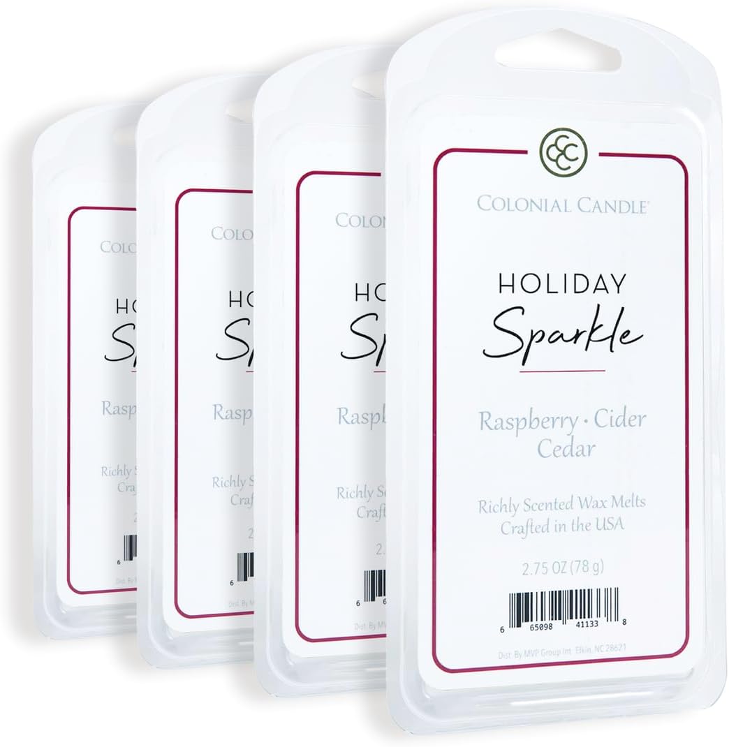 Colonial Candle Holiday Sparkle Scented Wax Melts, Wax Melt Warmer Cubes, Long Lasting Scented Wax Warmer Cubes, 4 Pack, 6 Cubes Each - Made in The USA