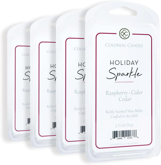 Colonial Candle Holiday Sparkle Scented Wax Melts, Wax Melt Warmer Cubes, Long Lasting Scented Wax Warmer Cubes, 4 Pack, 6 Cubes Each - Made in The USA