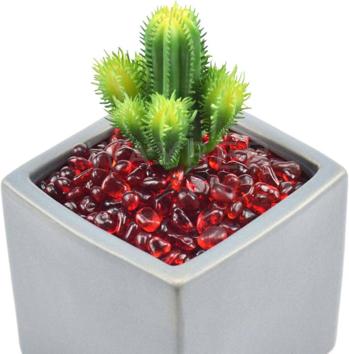 WAYBER Glass Stones, 1Lb/460g Irregular Sea Glass Pebbles Non-Toxic Artificial Crystal Stones for Vase Filler/Table Scatter/Aquarium Decoration/Handcraft Making/Jewelry Display, Red