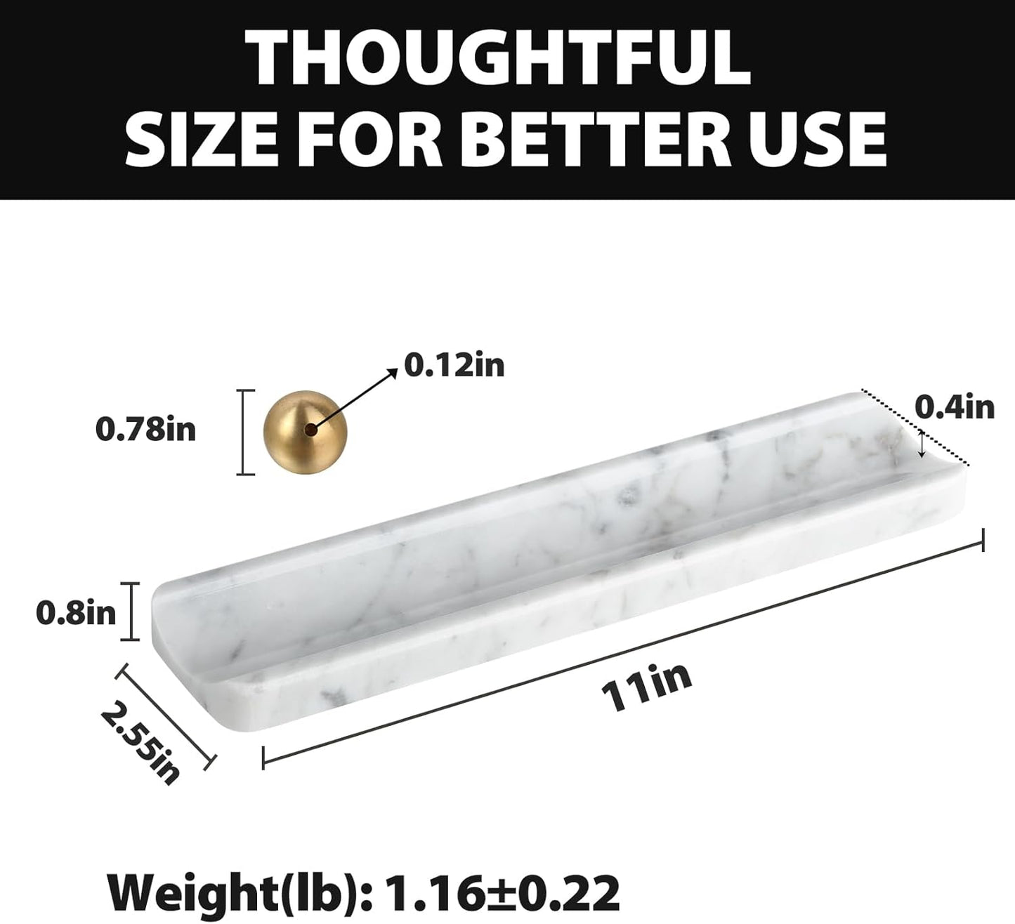 Koville Italian Carrara Natural Marble Incense Holder, Incense Holders for Sticks, Incense Burner Holder, Ideal for Meditation and Relaxing, Easy to Clean(Bianco Carrara)