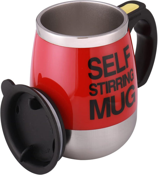 Self Stirring Mug Auto Self Mixing Stainless Steel Cup for Coffee/Tea/Hot Chocolate/Milk Mug for Office/Kitchen/Travel/Home -450ml/15oz The best gift（red）