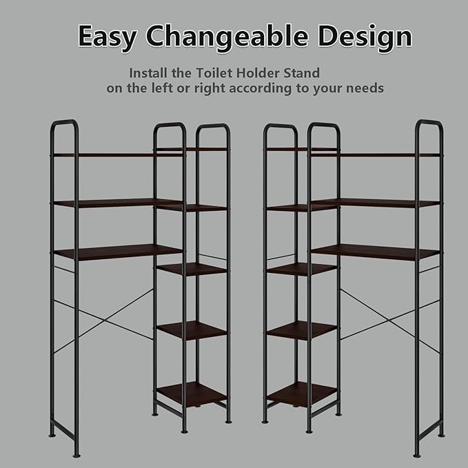 Over The Toilet Storage Bathroom Organizer Shelf Freestanding Space Saver with Toilet Multifunctional Rack (BlackOak)
