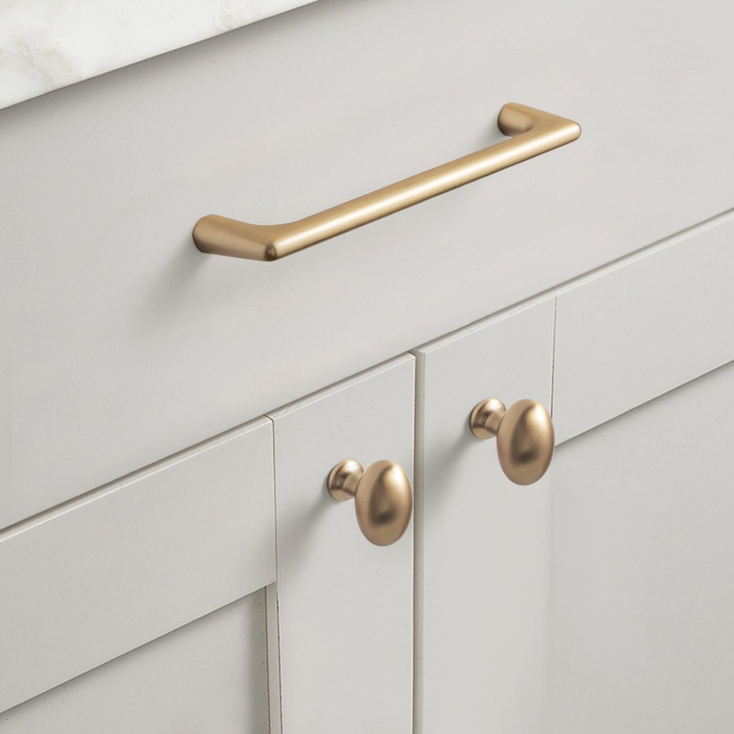 Goo-Ki 1.2 Inch(36MM) Oval Champagne Bronze Drawer Knobs, Modern Zinc Alloy for Cabinet Knobs for Dresser,6 Packed