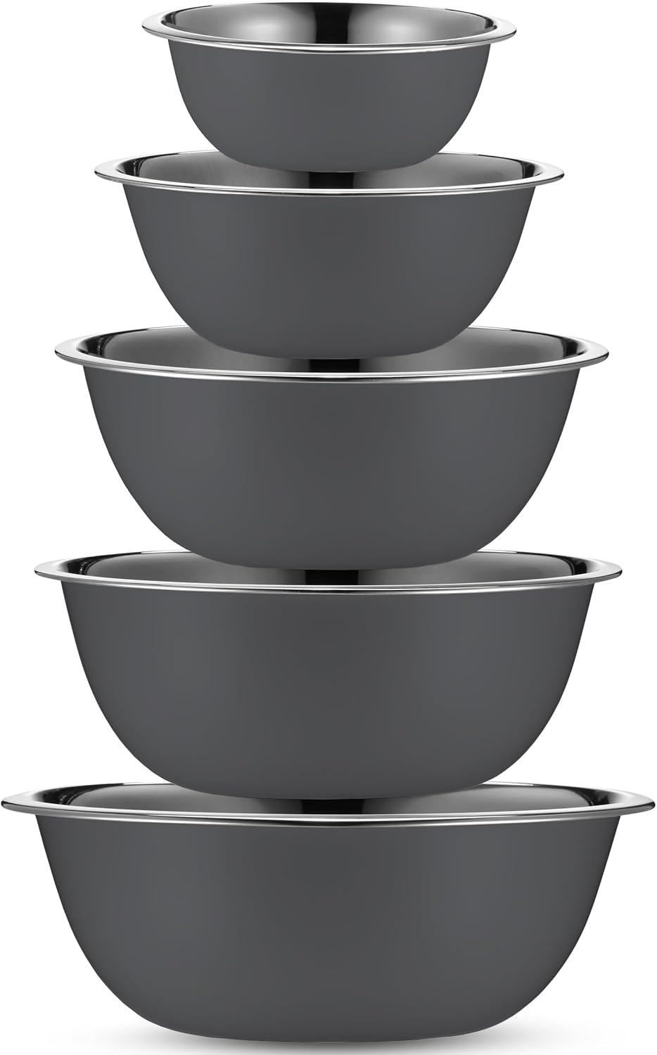 WHYSKO Meal Prep Stainless Steel Mixing Bowls Set, Home, Refrigerator, and Kitchen Food Storage Organizers | Ecofriendly, Reusable, Heavy Duty (Gray)