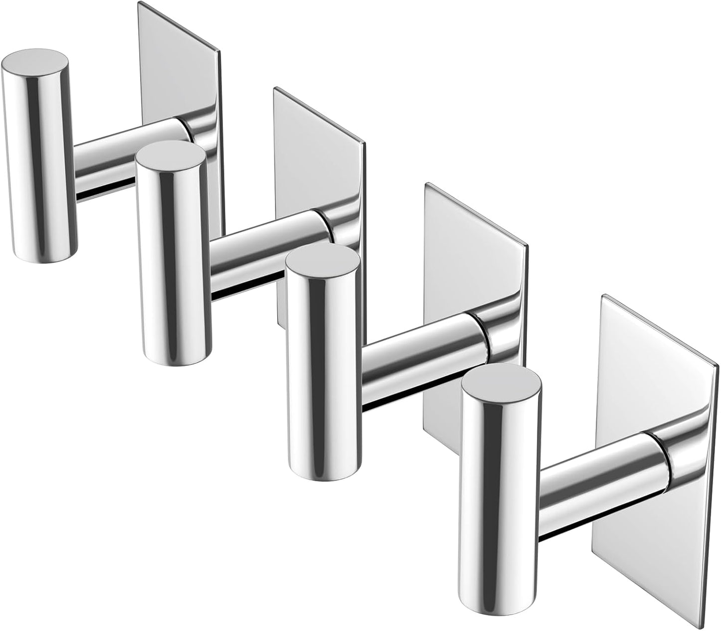 VAEHOLD Wall Towel Hooks, Heavy Duty Sticky Holder Waterproof Towel Hooks for Hanging Coat, Clothes, Closet Hook Wall Mount for Kitchen (Chrome, 4 Pack)