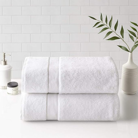 Madison Park 800GSM 100% Cotton Luxurious Bath Towel Set Highly Absorbent, Quick Dry, Hotel & Spa Quality for Bathroom, 34" x 68", White 2 Piece