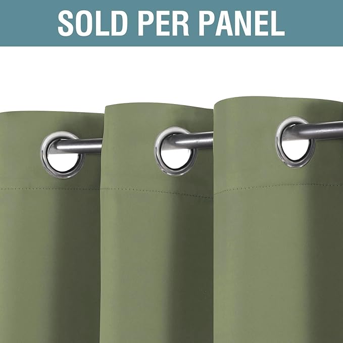 H.VERSAILTEX Blackout Curtains - Grommet Thermal Insulated Room Darkening Curtains for Bedroom and Living Room Energy Saving Solid Blackout Curtains, 1 Panel (52 x 54 Inch, Sage)