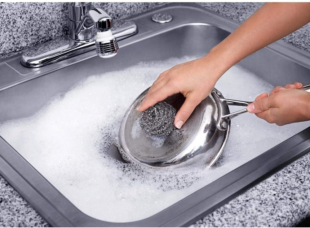 Fuller Brush Stainless Steel Scrubbing Sponges – 2-Pack (2 Sets of 3 = 6 Pieces) – Heavy Duty Kitchen Scour Sponges for Dishes, Pots & Pans