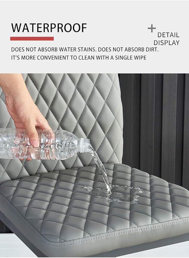 JT Modern Minimalist Dining Chair Fireproof Leather Sprayed Metal Pipe Diamond Grid Pattern Restaurant Home Conference Chair Set of 4 Or 6 (6, Light Gray)