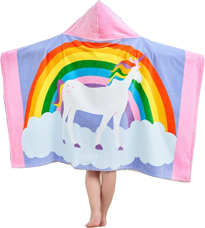 Kids Bath Towels, Kids Towel Girls Boys Hooded Beach,Bathroom,Pool Swim Towels 30 × 50 INCH Large Size Ultra Absorbent Cute Cartoon Animal Full Vitality 100% Cotton Wearable Wrap for Child