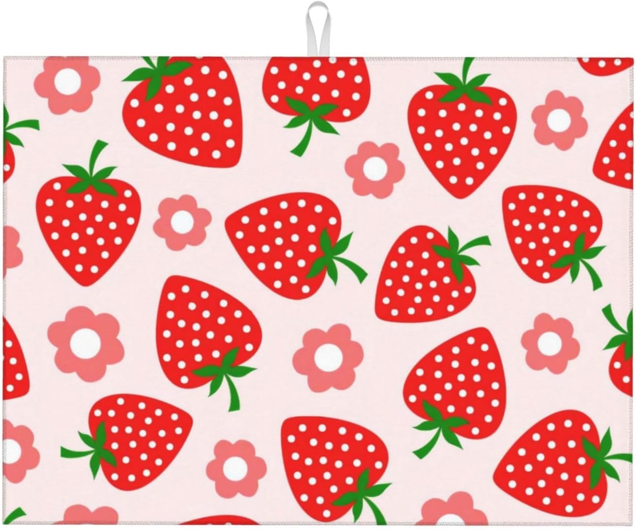 Pink Strawberry Dish Drying Mat 18x24 For Kitchen Counter Absorbent Microfiber Dishes Pad Dish Drainer Rack Mats Fast Dry Kitchen Accessories
