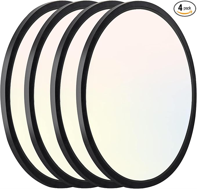 Hlite 4pack 9 Inch Flush Mount LED Ceiling Light Fixture,18W 1800LM Super Slim Light Fixtures Ceiling Mount 3000K/4000K/5000K 3CCT Selectable,Ceiling Light Fixtures for Kitchen,Bedroom (Black)