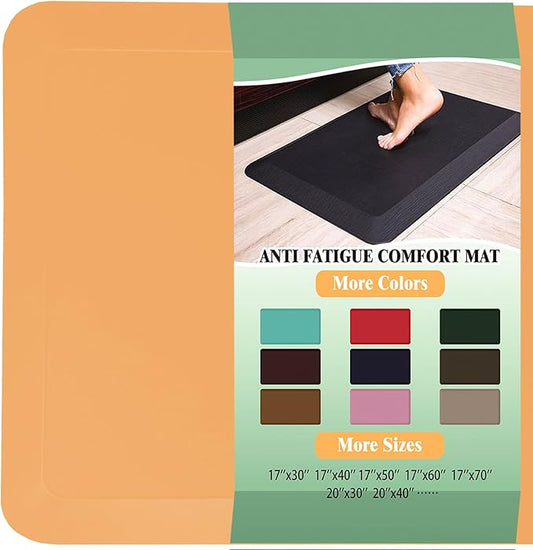 1" Extra Thick Anti Fatigue Floor Mat 70" L x 17" W,Kitchen Mat, Standing Desk Mat,140D Advanced PU Foam Ergonomic Comfort at Home, Office, Garage, Sink (Orange)