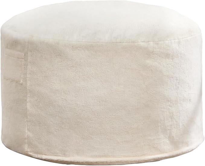 Hobestluk 3ft Bean Bag Chairs for Adults Large Beanbag Chair with Plush Faux Fur Cover Big Bean Bag Chair for Living Room Bedroom Dorm Office - White(36” x 36” x 22”)