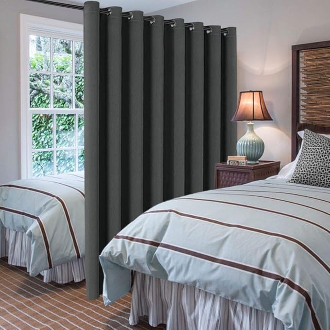 H.VERSAILTEX Blackout Patio Curtains 100 x 108 Inches for Sliding Door Extral Wide Blackout Curtain Panels Thermal Insulated Room Divider - Grommet Top, 9' Tall by 8.5' Wide - Charcoal Gray