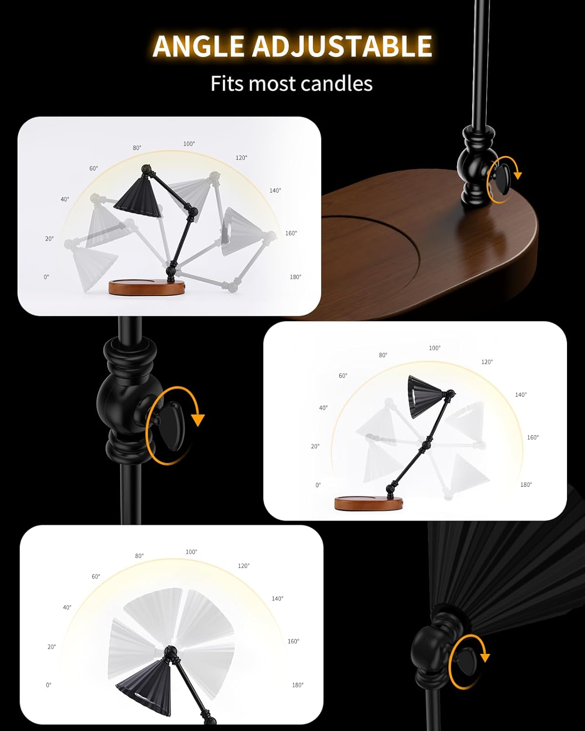 Candle Warmer Lamp, Candle Warmer with Timer Dimmer Electric Candle Lamp with 3 Bulbs Gifts for Mom Her Height Adjustable Wax Melt Warmer for Scented Candle Jars Bedroom Home Decor, Black