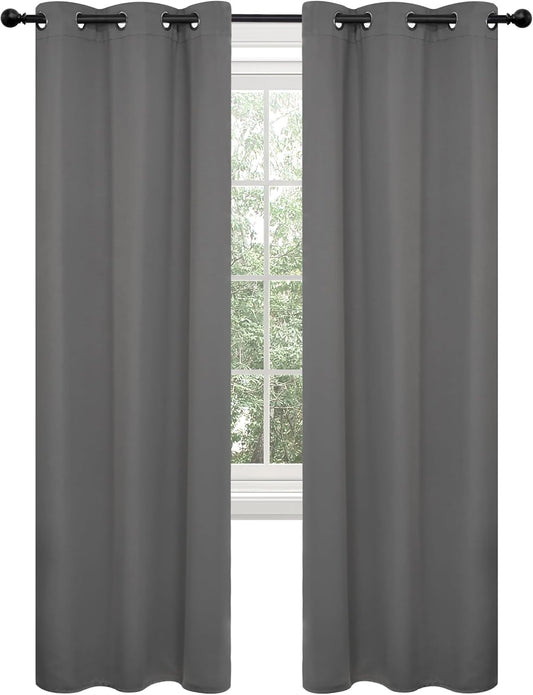 Deconovo Blackout Curtains for Bedroom – Set of 2 42W x 84L Inch Thermal Insulated & Noise Reducing Panels–Home Window Room Darkening Sustainable Grommet Drapes for Living Room and Nursery, Light Grey