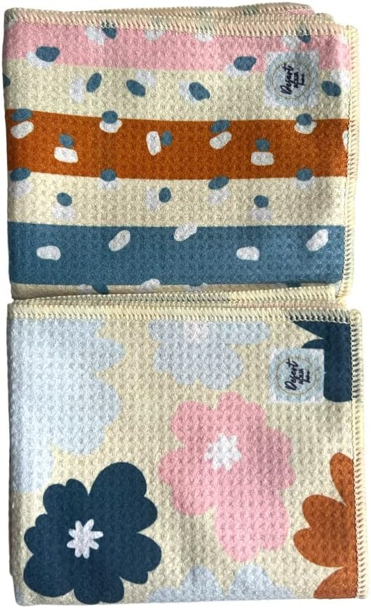 2 Pack Double Sided Kitchen Towels || Dish Towels ||Quick Dry || Designer Prints || Highly Absorbent || Hanging Hook (Rust)