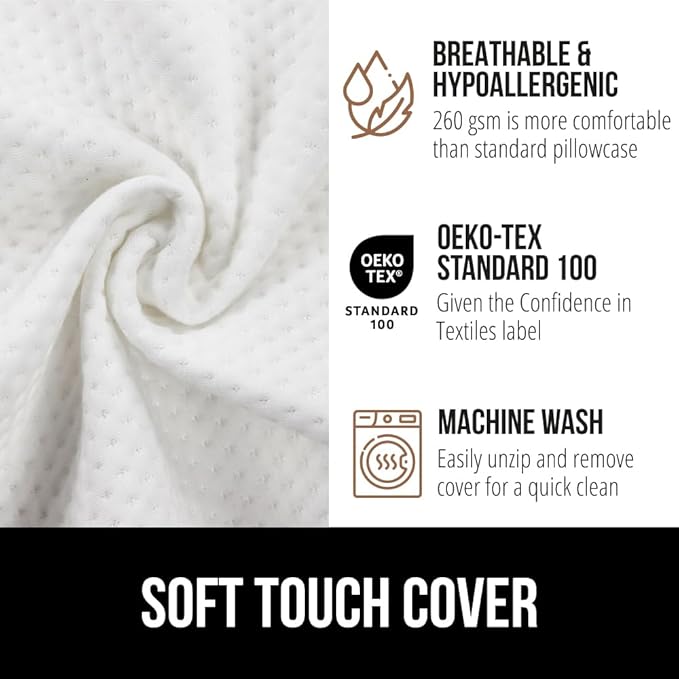 GORILLA GRIP Bed Wedge Pillow for Sleeping, Soft Dual Layer Memory Foam, Stay in Place Dots, Breathable, Ergonomic Headboard Triangle Sleep Support, Reading Elevation Anti Snoring, 12in White Gray