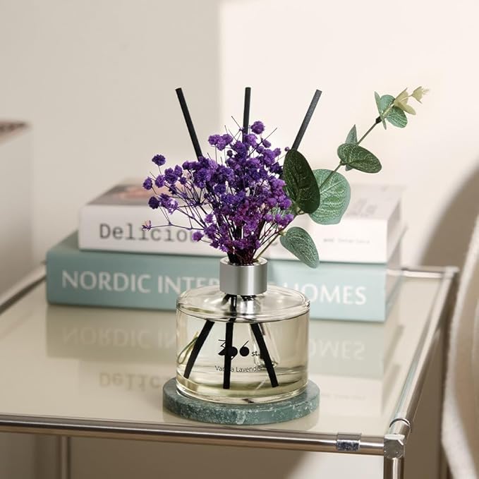 396 st. Preserved Baby's Breath Flower Reed Diffuser, Vanilla Lavender, 200ml(6.7oz) / Reed Diffuser Sets, Home Fragrance, Scented Oils, Home & Bathroom Décor
